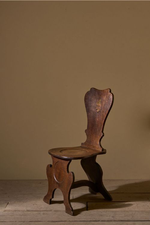 18th Century English Oak Shield Back Hall Chair