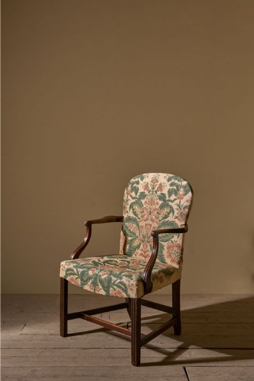 Georgian Mahogany Desk Chair in Tapestry Fabric