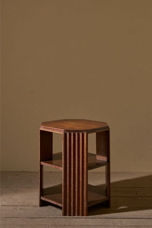 Art Deco Limed Oak Shelved Side Table