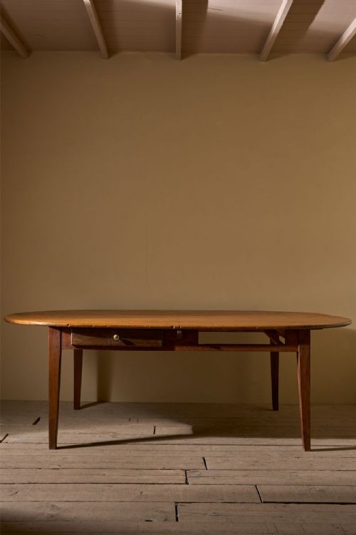 19th Century French Oak and Fruitwood Oval Dining Table