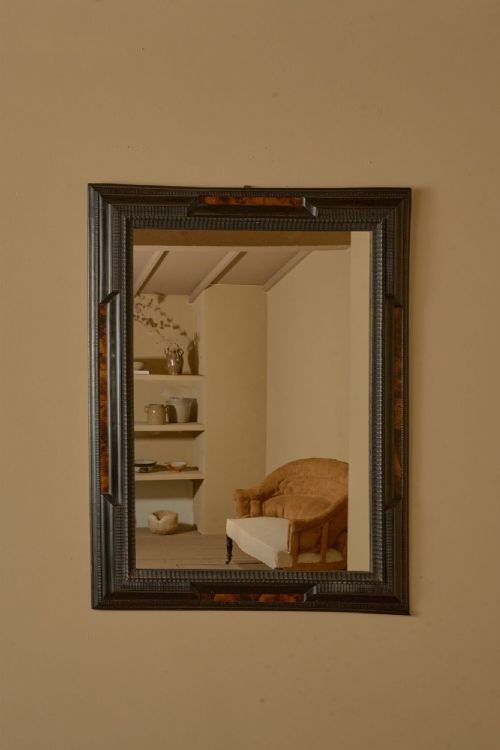 Large 19th Century Italian Ebonised and Faux Tortoiseshell Mirror - No1