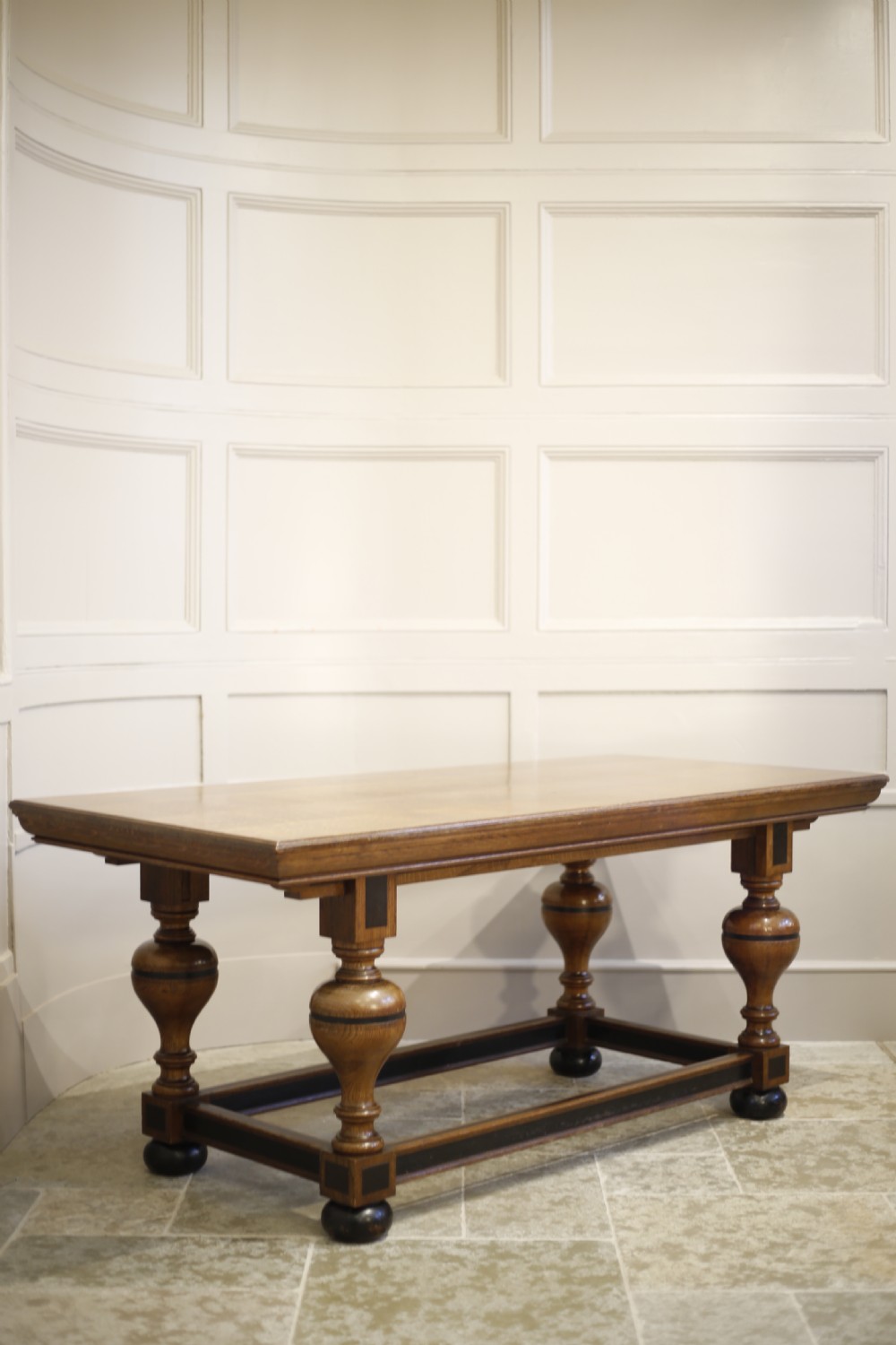 19th century refectory table with ebonised details