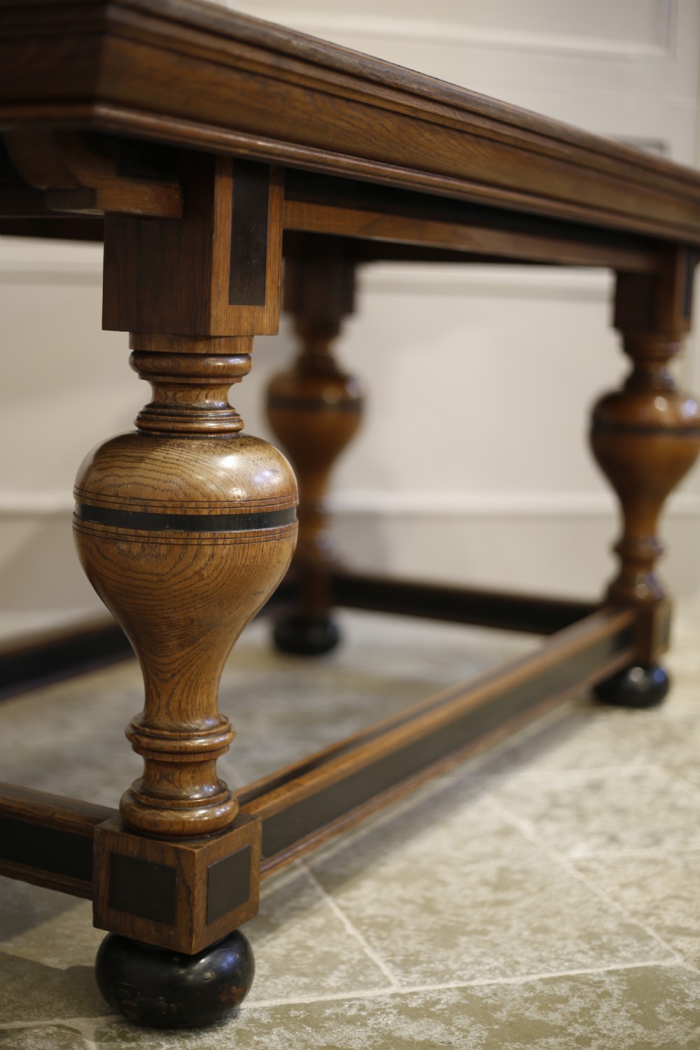 19th century refectory table with ebonised details View II