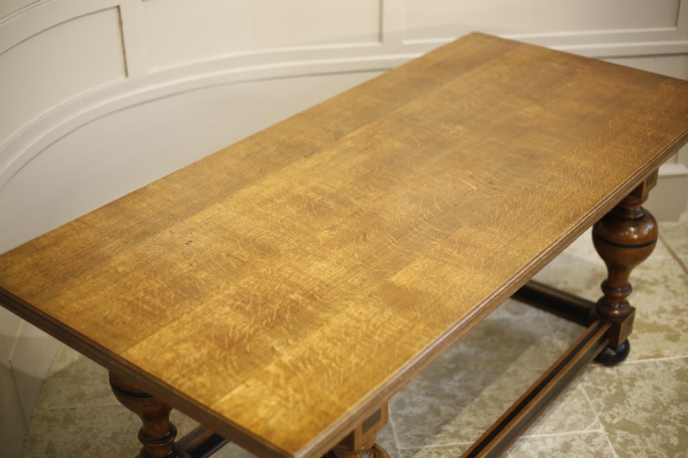 19th century refectory table with ebonised details View III
