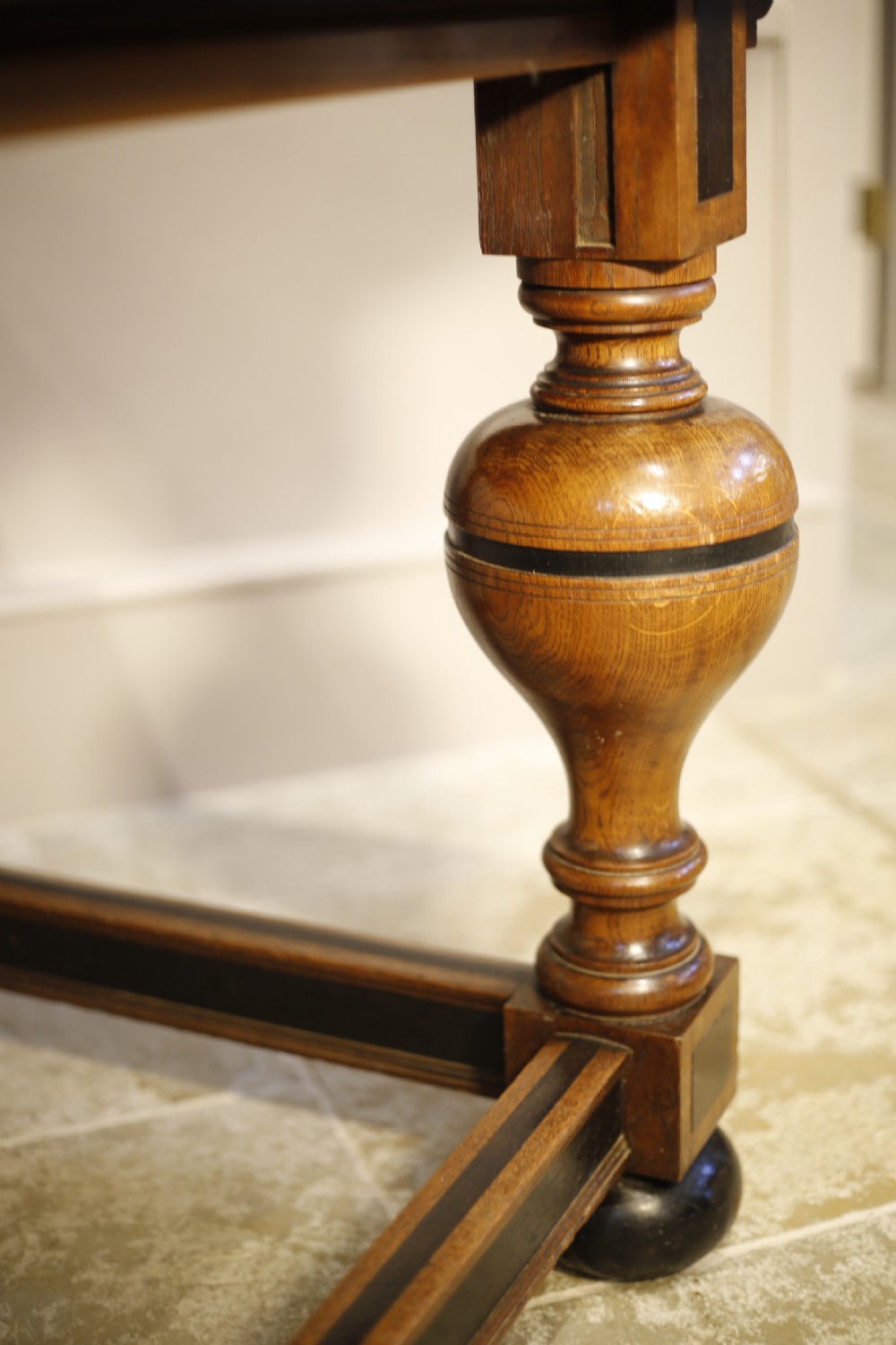 19th century refectory table with ebonised details View VIII