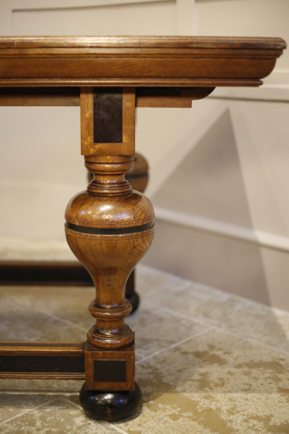 19th century refectory table with ebonised details View IX
