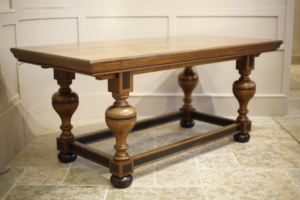 19th century refectory table with ebonised details View X