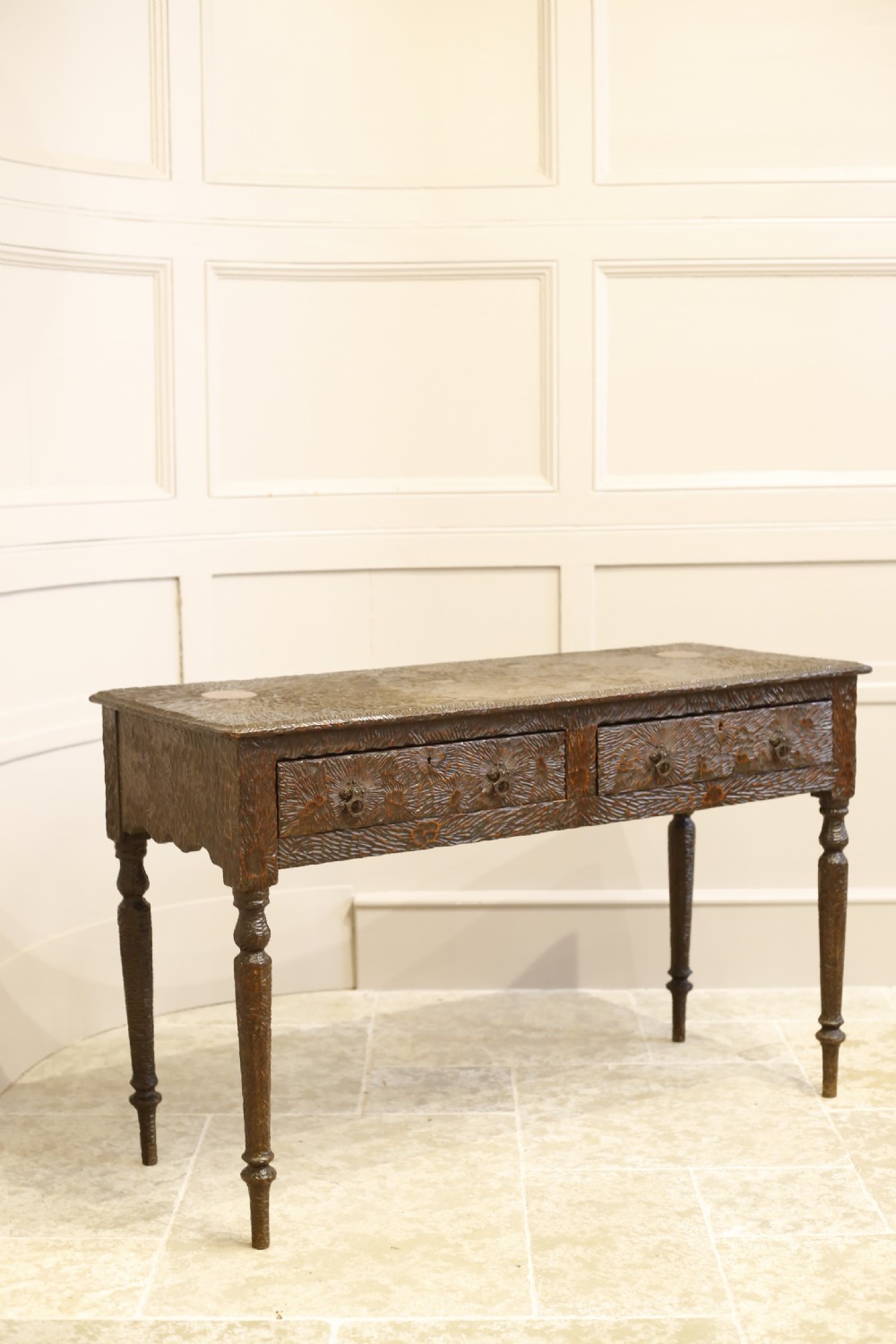 Early 20th century heavy carved console table