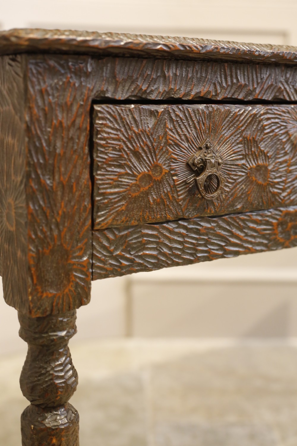 Early 20th century heavy carved console table View IV