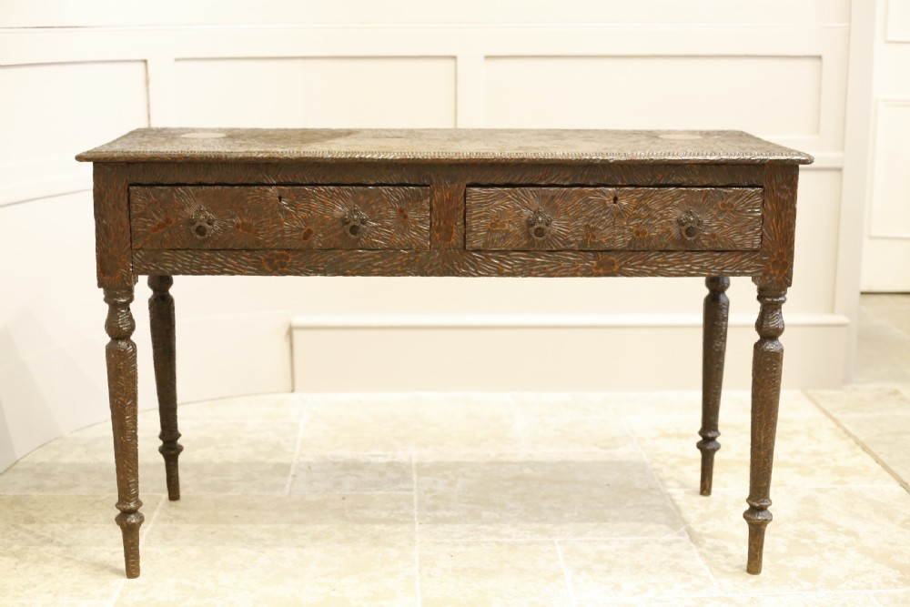 Early 20th century heavy carved console table View XI