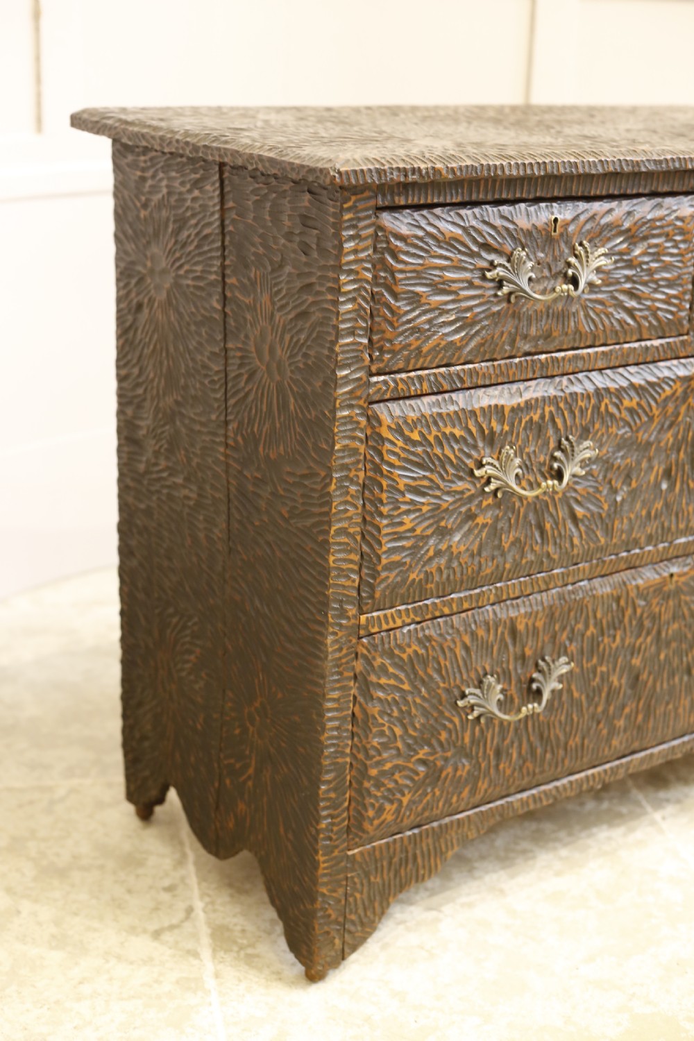Early 20th century heavily carved chest of drawers View X