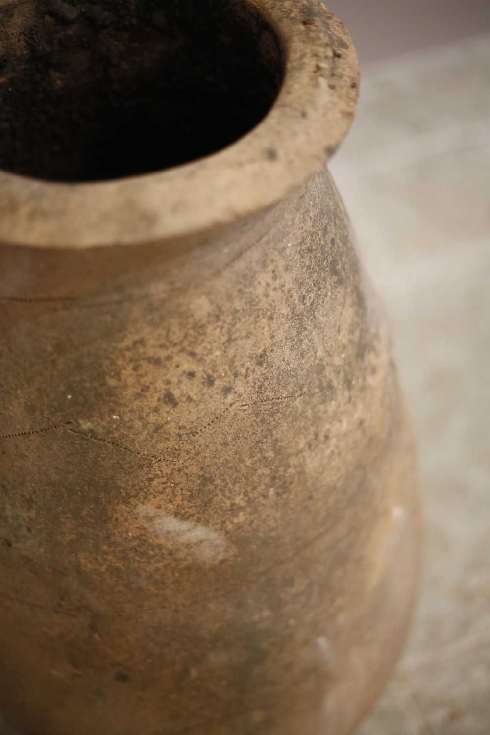 Early 20th century Turkish olive pot- Tall chevron detail View III
