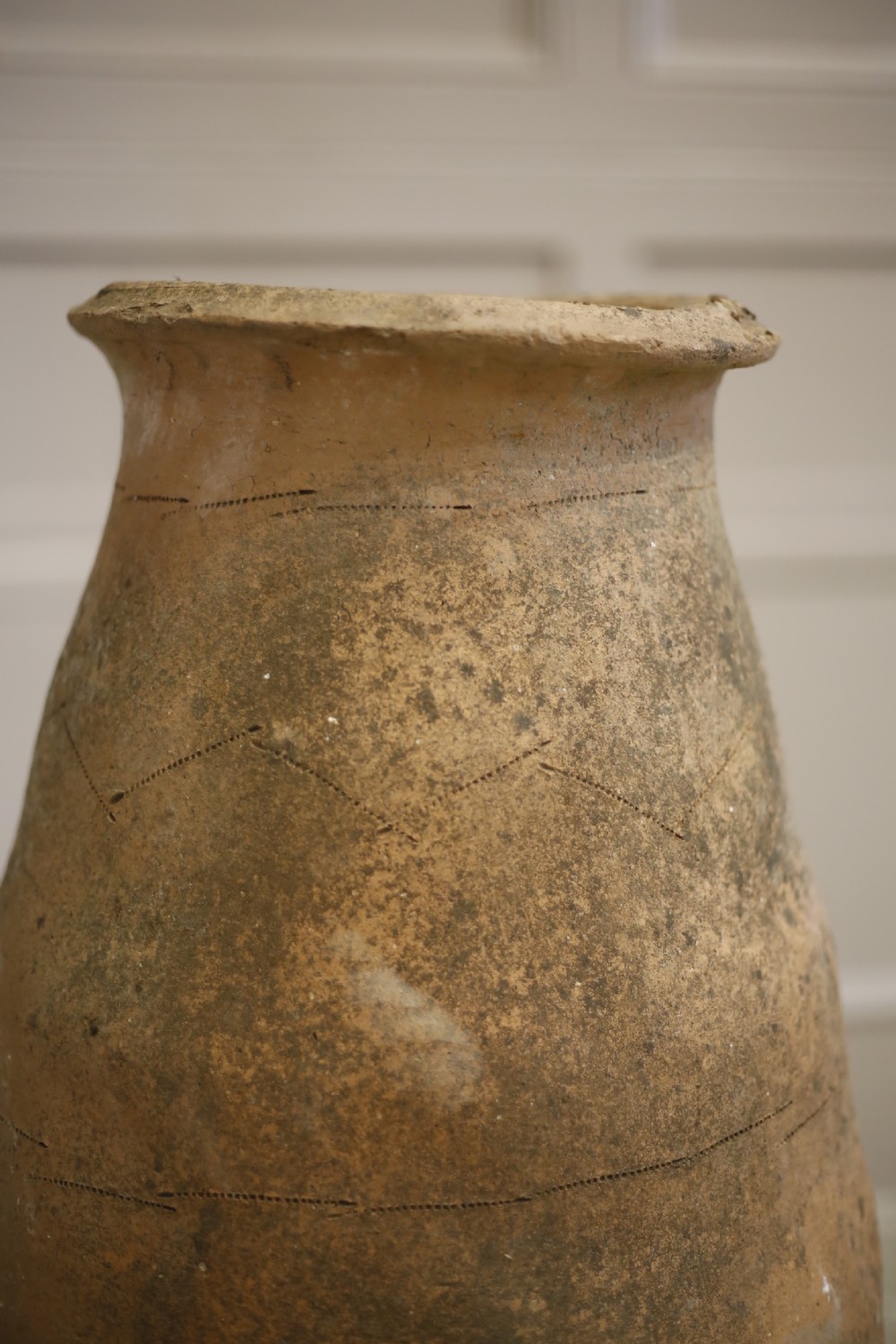 Early 20th century Turkish olive pot- Tall chevron detail View IV