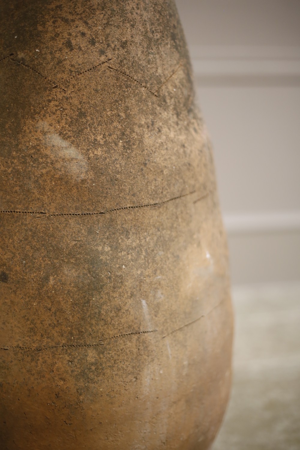 Early 20th century Turkish olive pot- Tall chevron detail View V