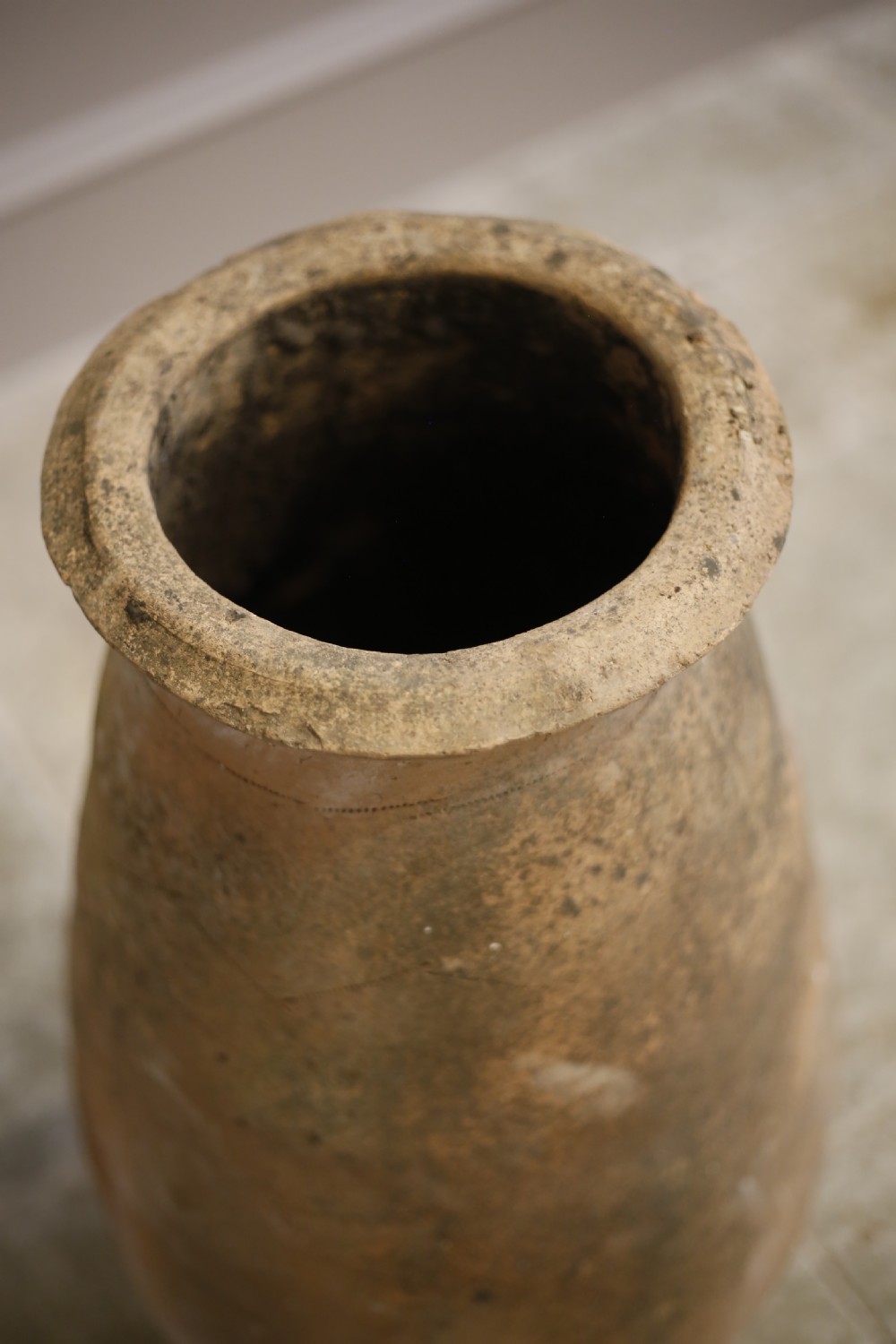 Early 20th century Turkish olive pot- Tall chevron detail View VI