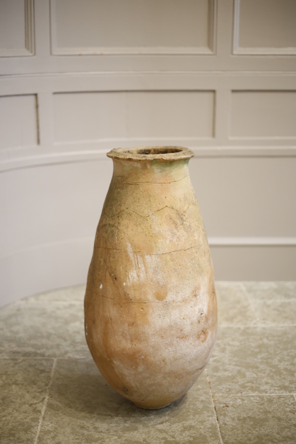 Early 20th century Turkish olive pot- Tall chevron detail View VII