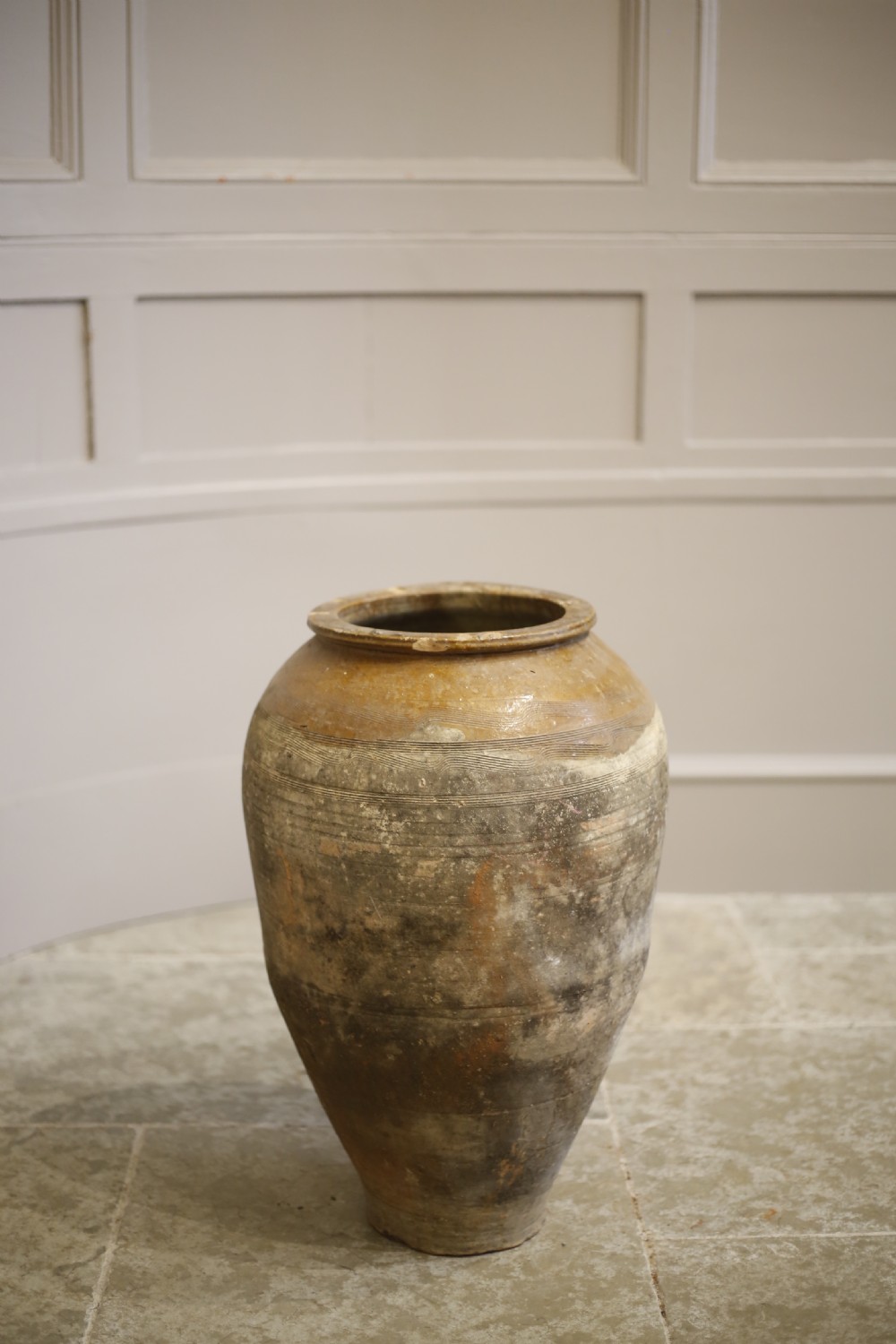 Early 20th century Turkish olive pot- Yellow glaze