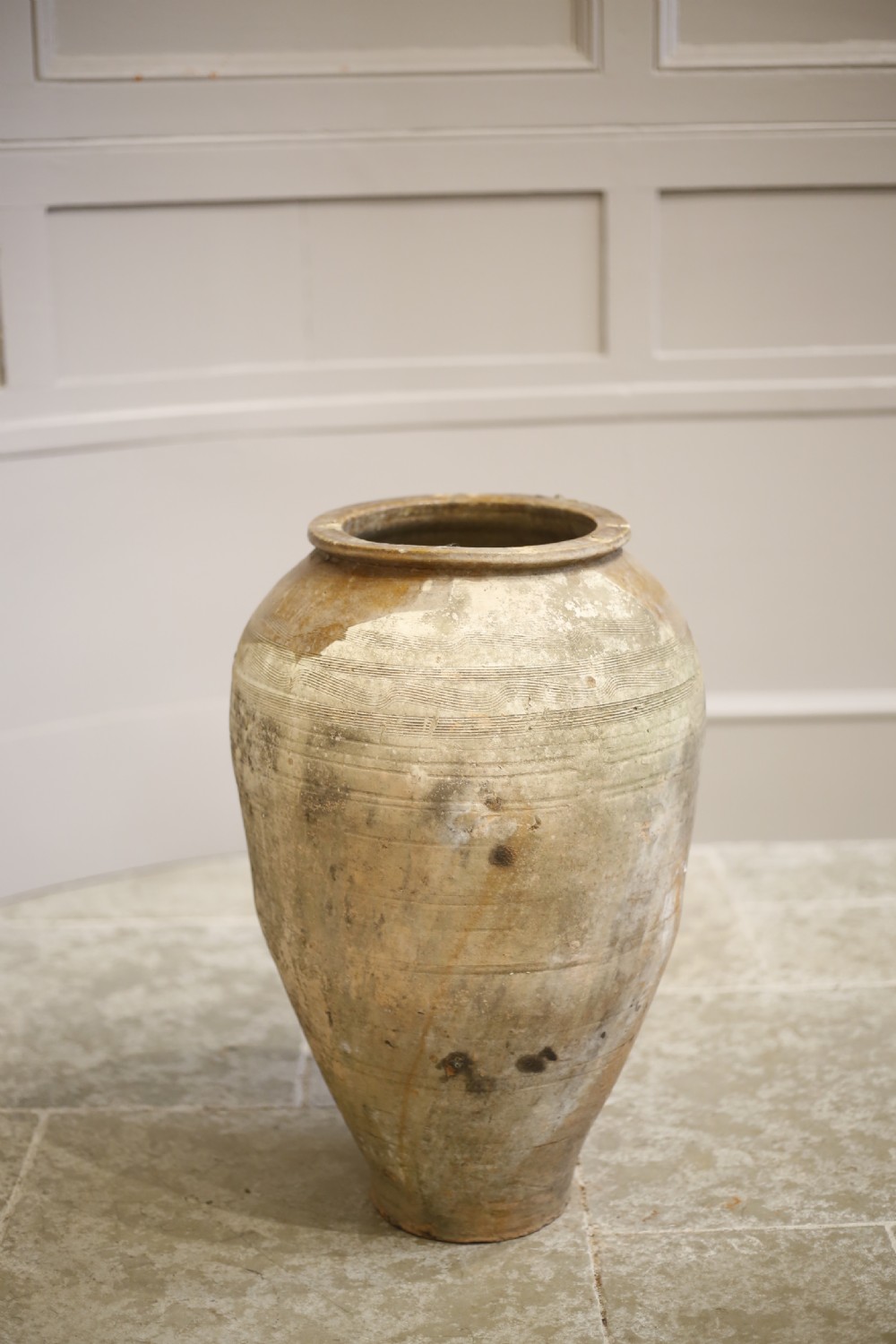 Early 20th century Turkish olive pot- Yellow glaze View V