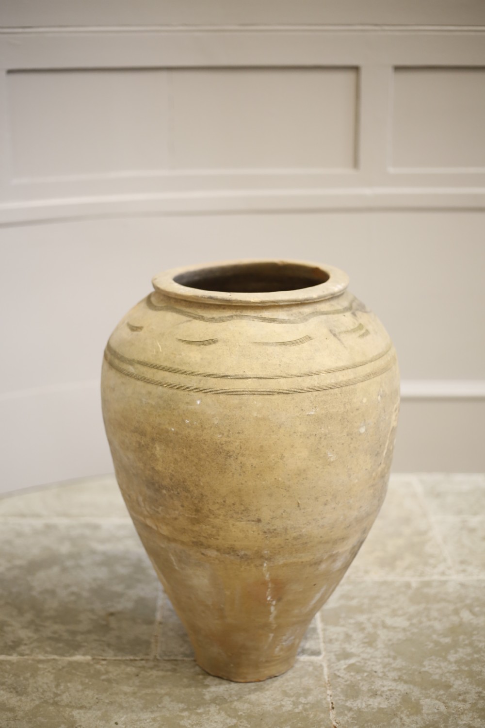 Early 20th century Turkish olive pot- Pale lined View II