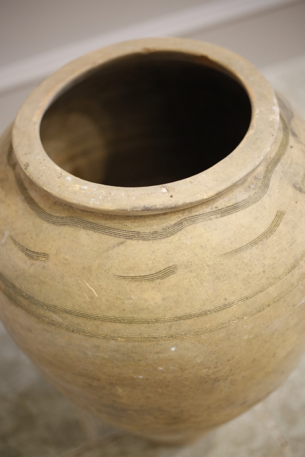 Early 20th century Turkish olive pot- Pale lined View III