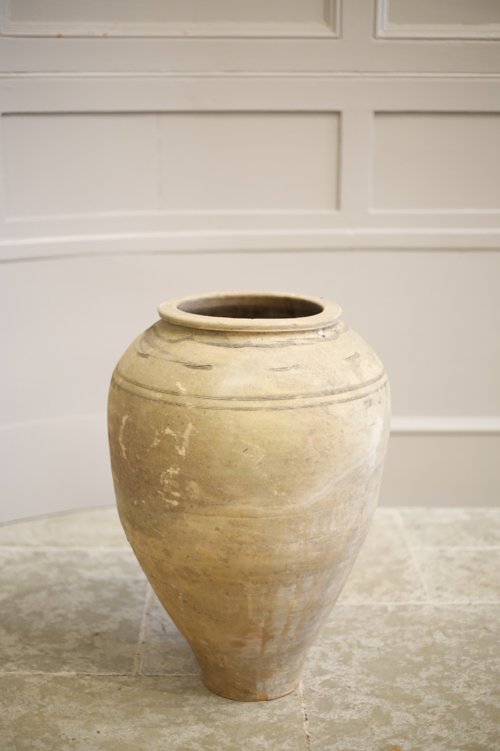 Early 20th century Turkish olive pot- Pale lined View IV