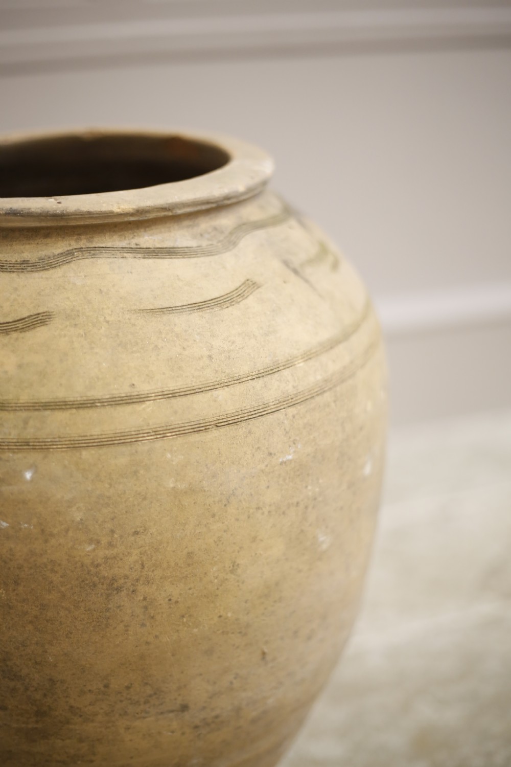 Early 20th century Turkish olive pot- Pale lined View V