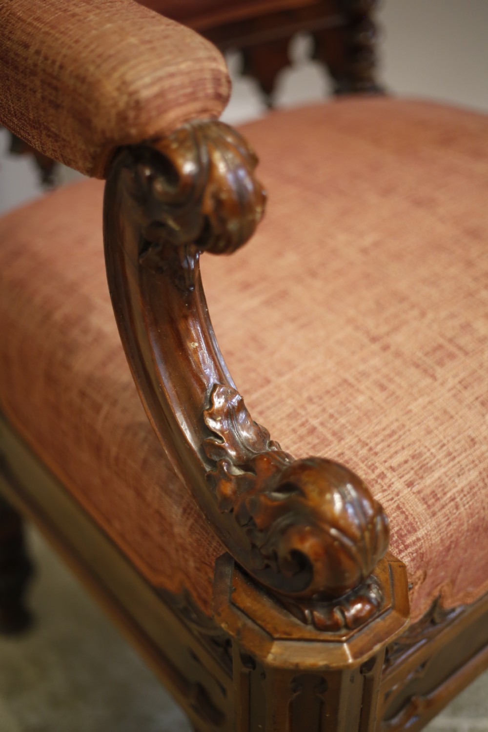 19th century Puginesque Gothic throne chair View III