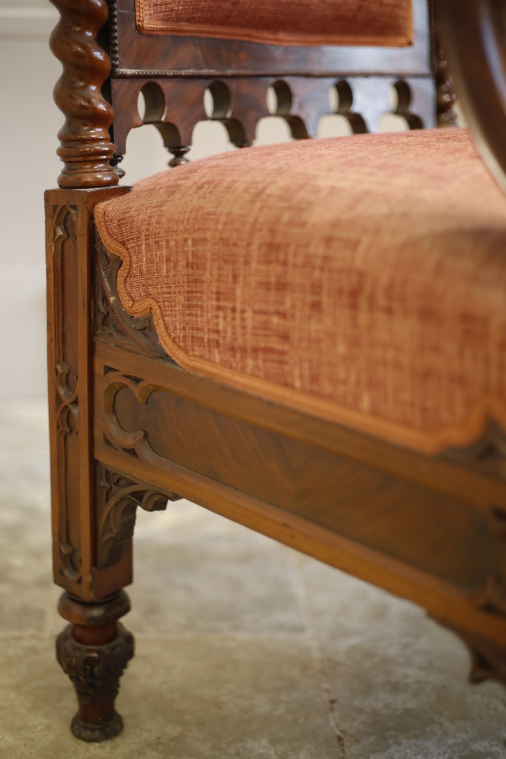19th century Puginesque Gothic throne chair View VIII