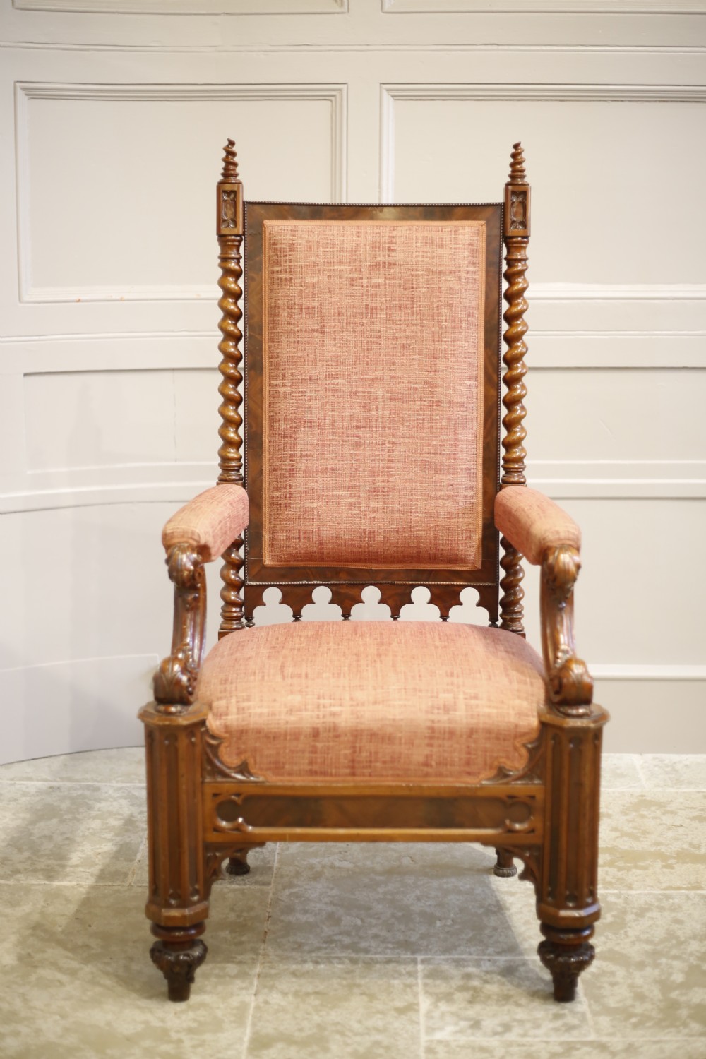 19th century Puginesque Gothic throne chair View X