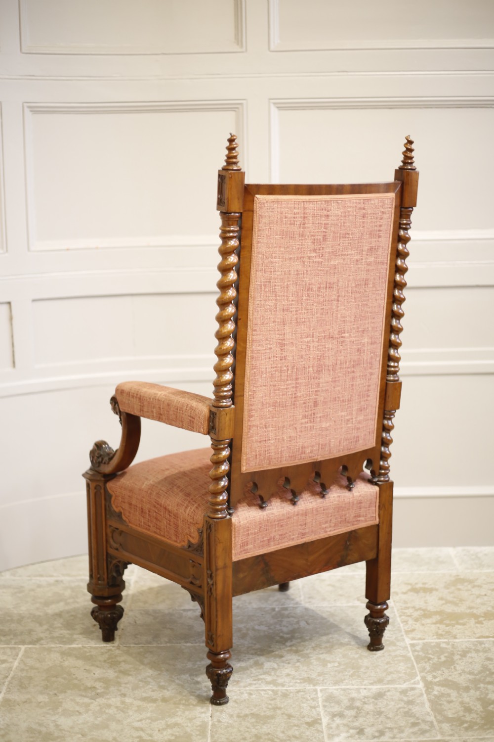 19th century Puginesque Gothic throne chair View XII