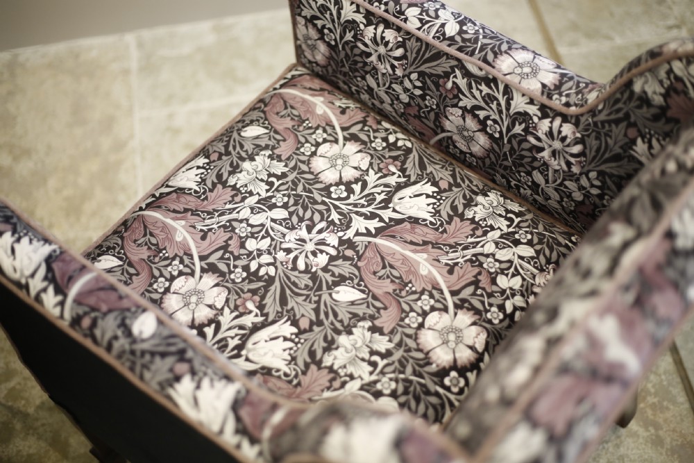 Pair of square sided inlaid Edwardian armchairs View XI