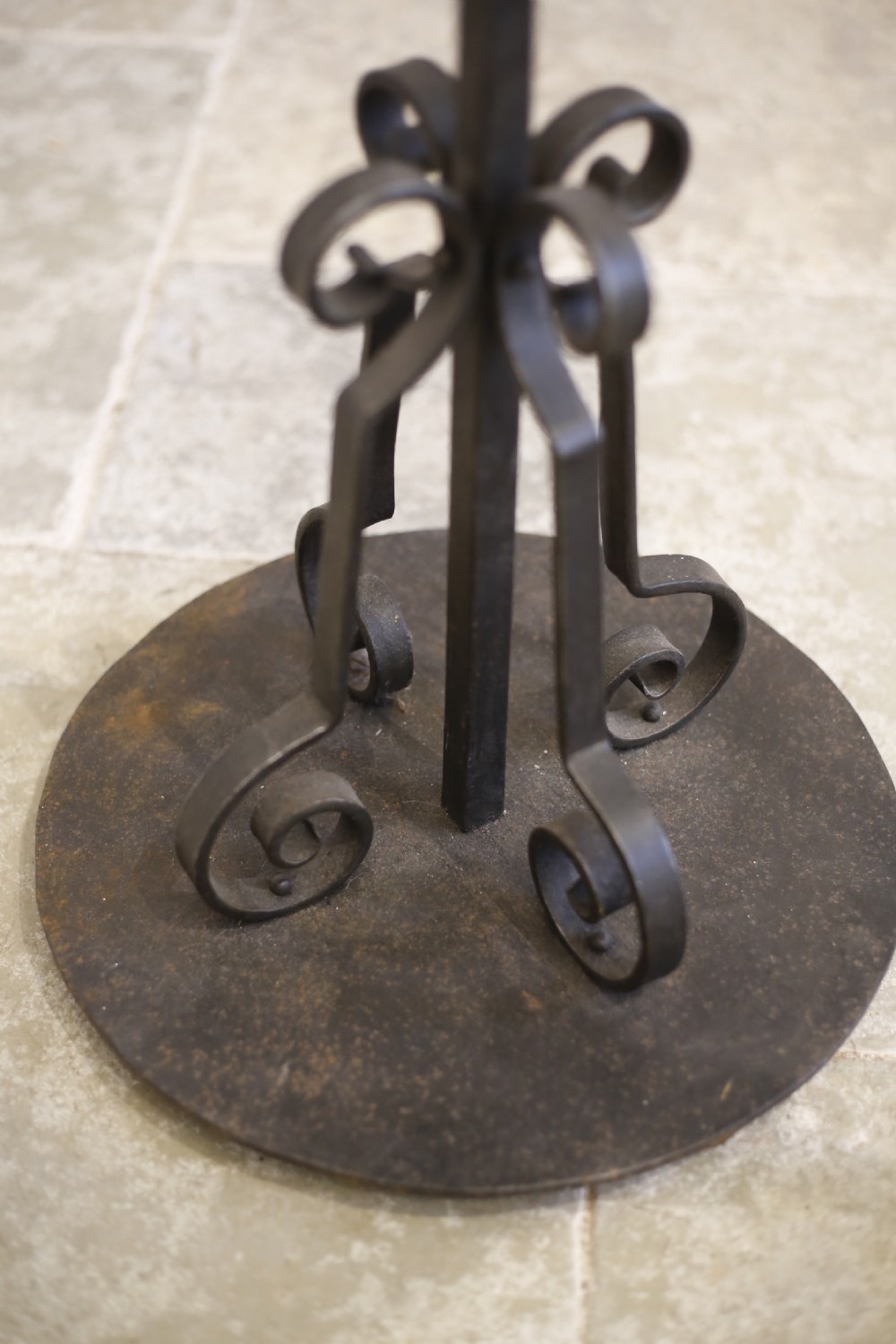 Pair of Iron and copper Arts and Crafts candlesticks View V