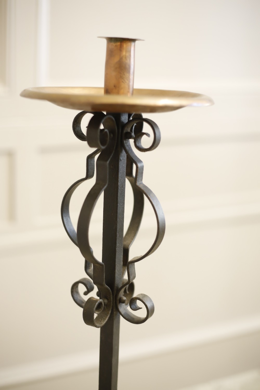 Pair of Iron and copper Arts and Crafts candlesticks View VI