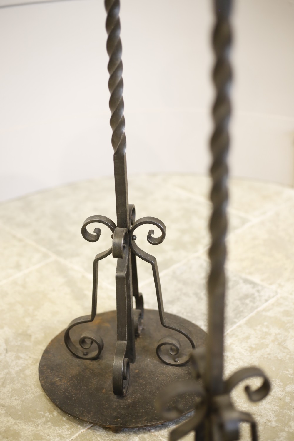 Pair of Iron and copper Arts and Crafts candlesticks View VII