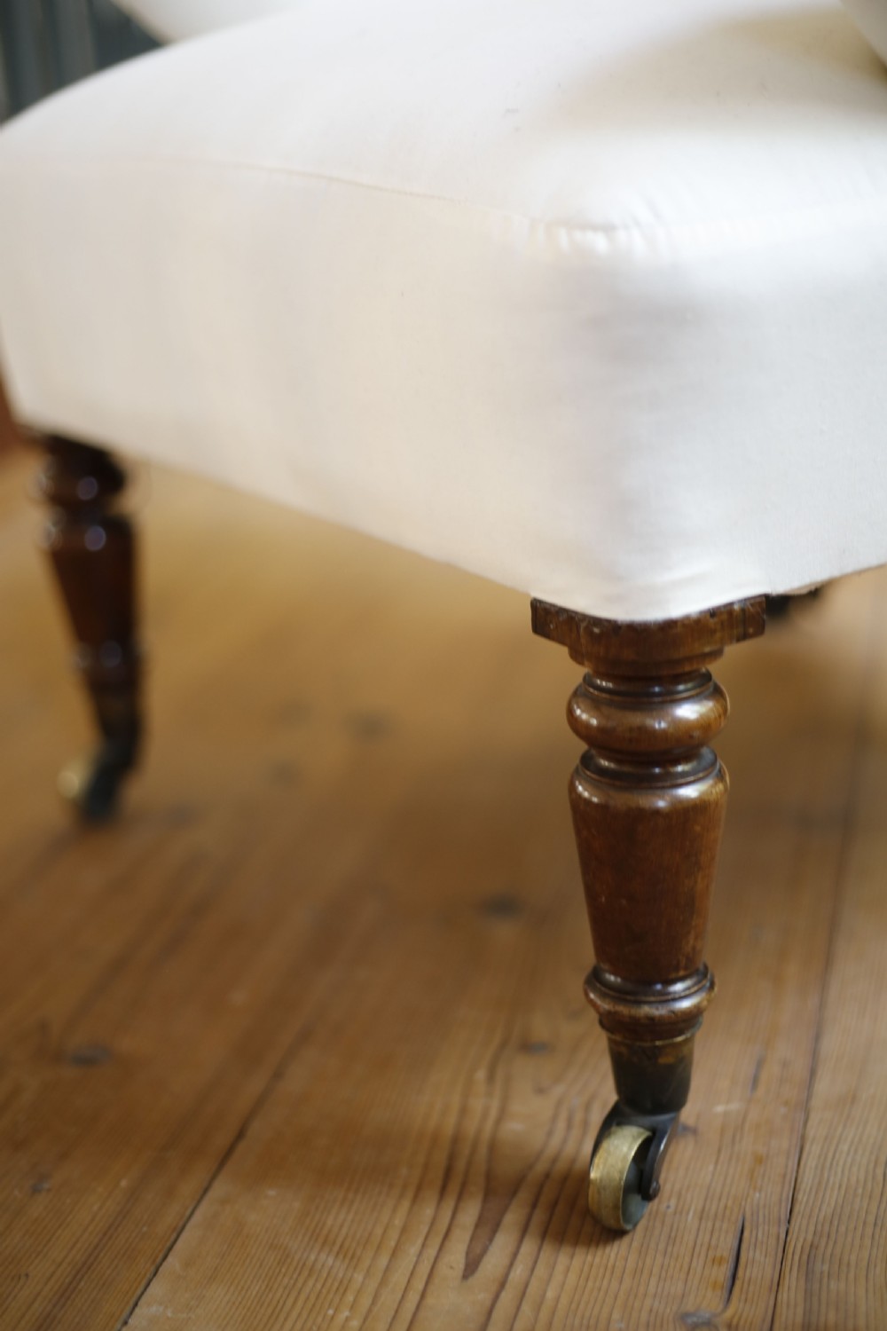 19th century English country house buttoned back armchair View II