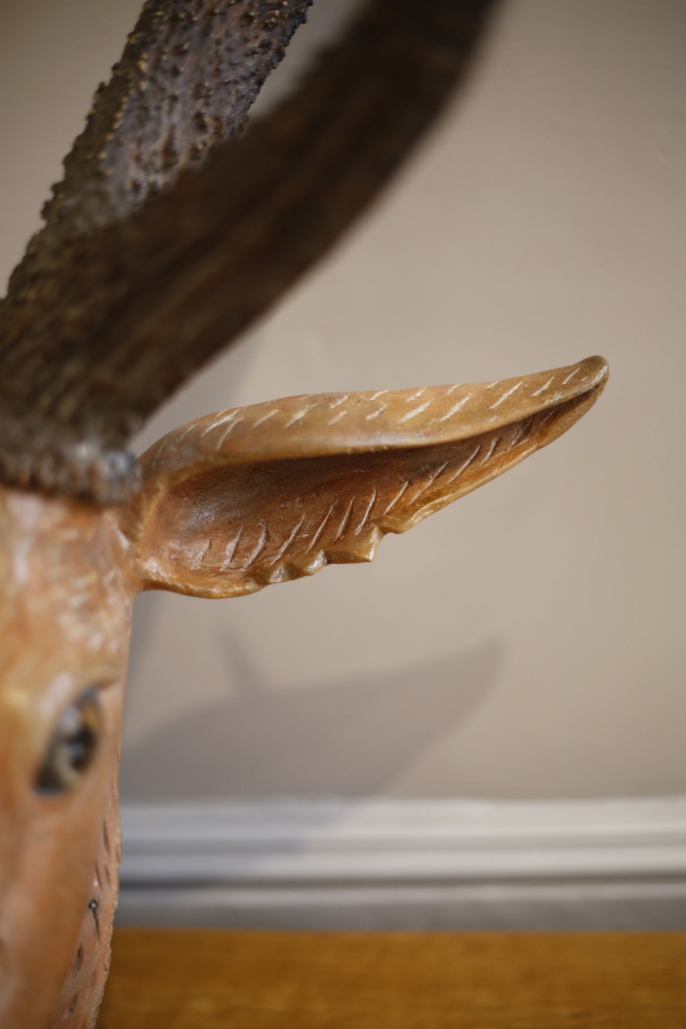 19th century Carved wooden Austrian deer head View III