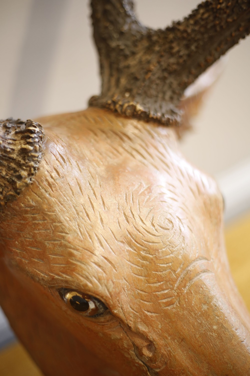 19th century Carved wooden Austrian deer head View VI