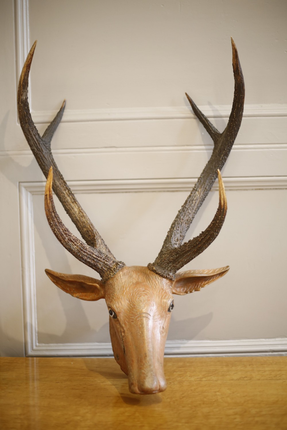 19th century Carved wooden Austrian deer head View VII