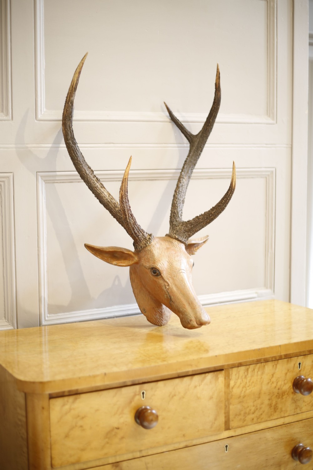 19th century Carved wooden Austrian deer head View X