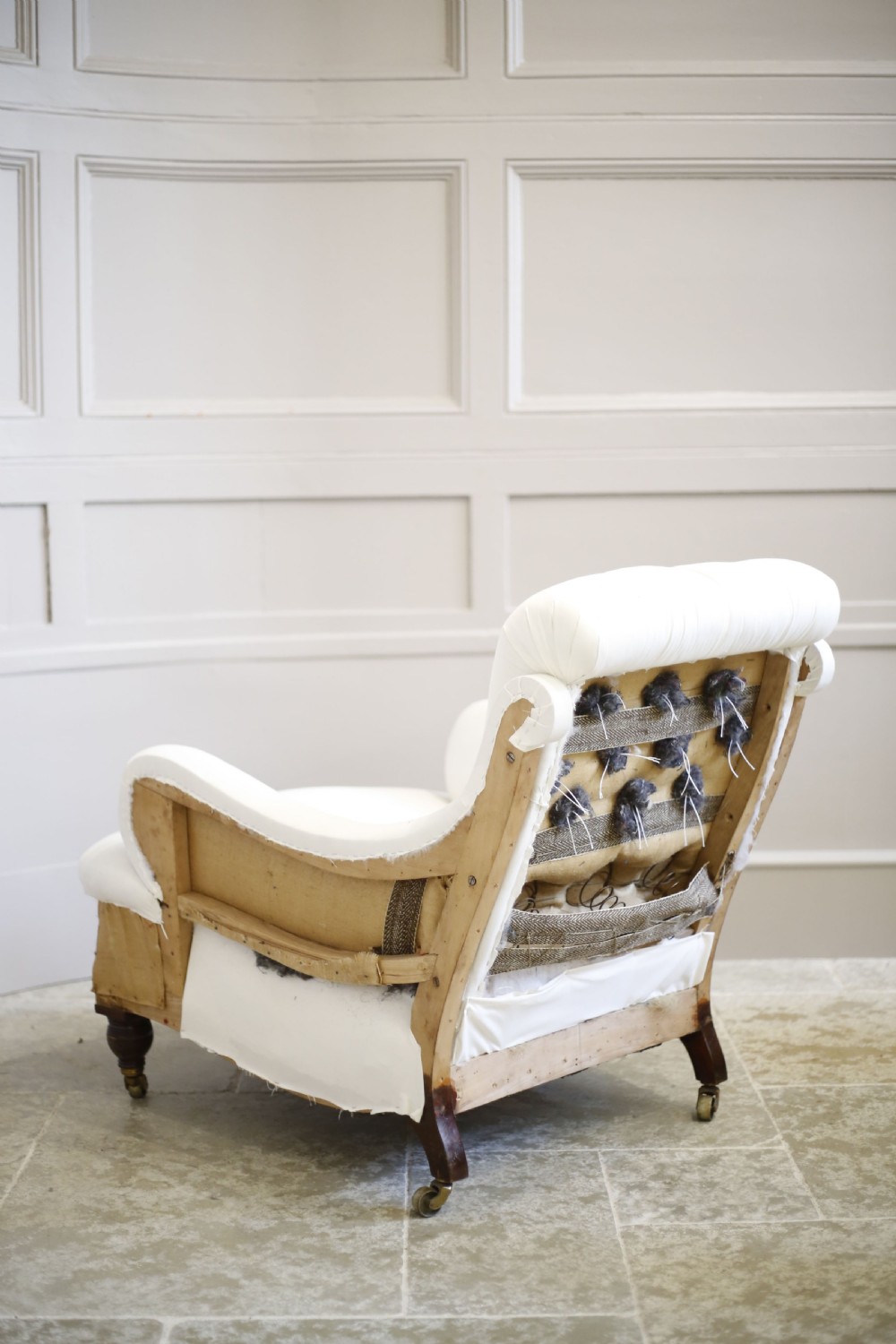 Deep seated Victorian English country house armchair View V