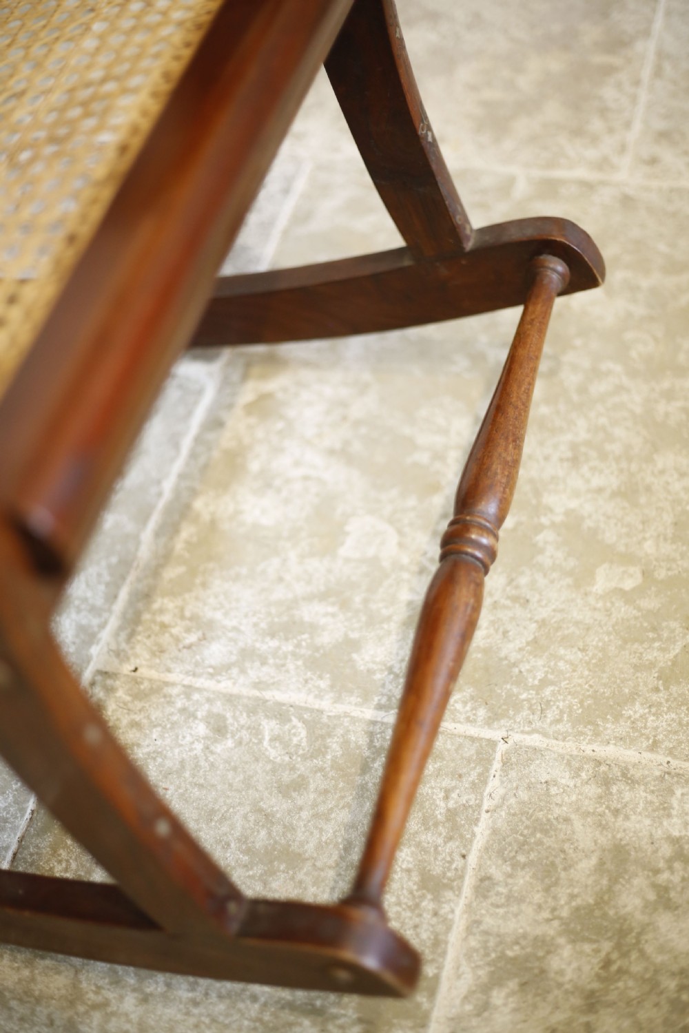 Early 20th century Indian Rattan and teak rocking chair View IX
