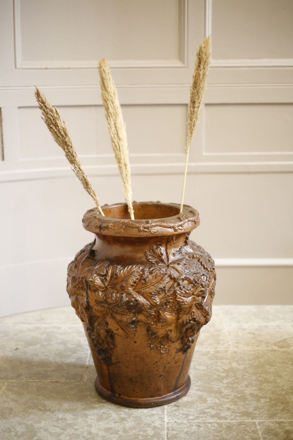 Large c.1890 Salt glazed garden pot View II