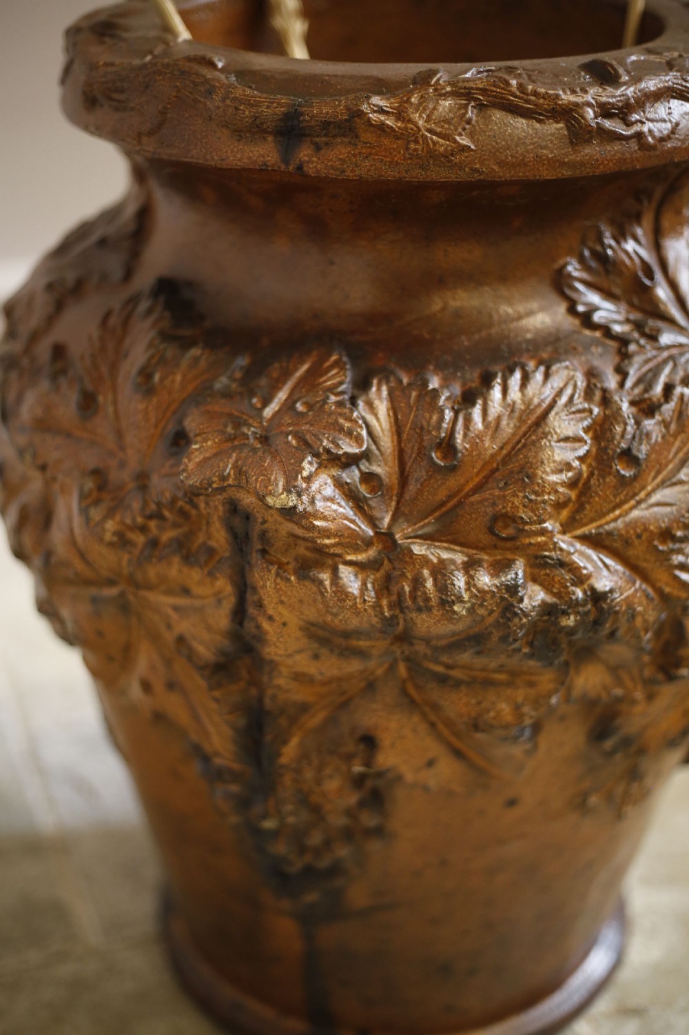 Large c.1890 Salt glazed garden pot View IV