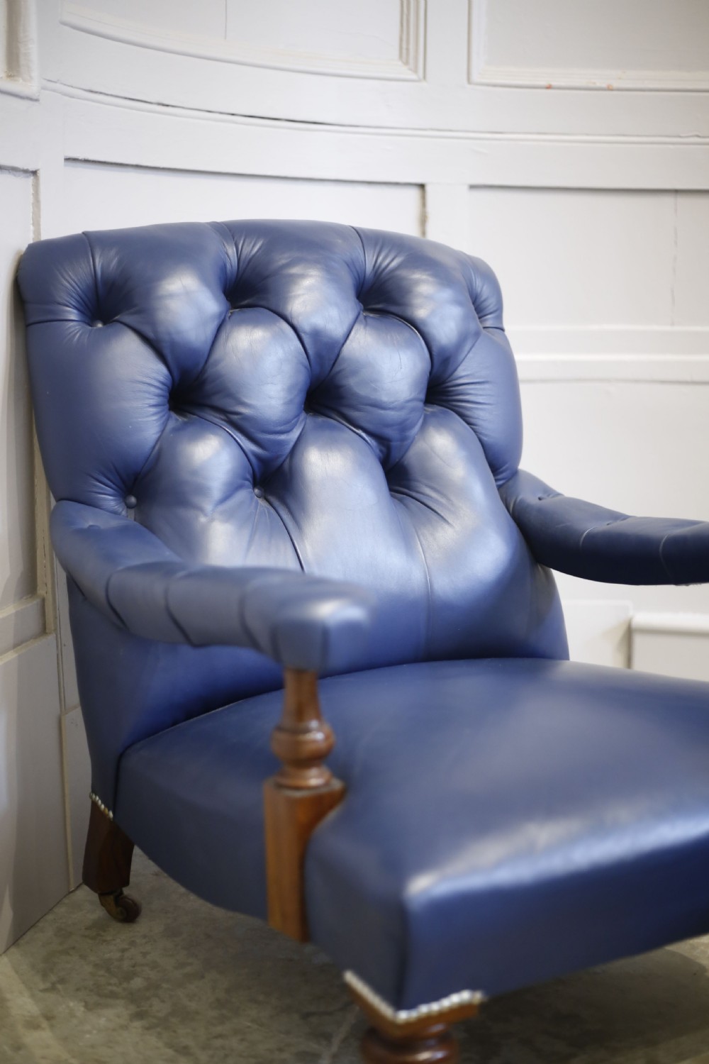 Pair of Victorian his and hers Leather open armed armchairs View IV