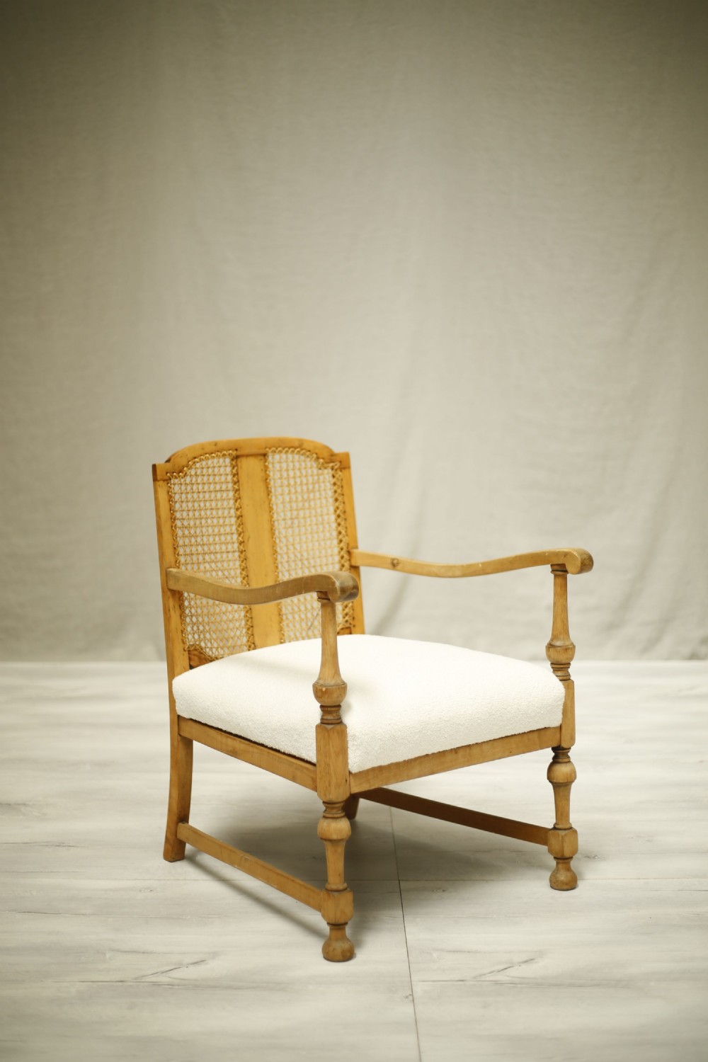 Early 20th century bleached frame and rattan chair