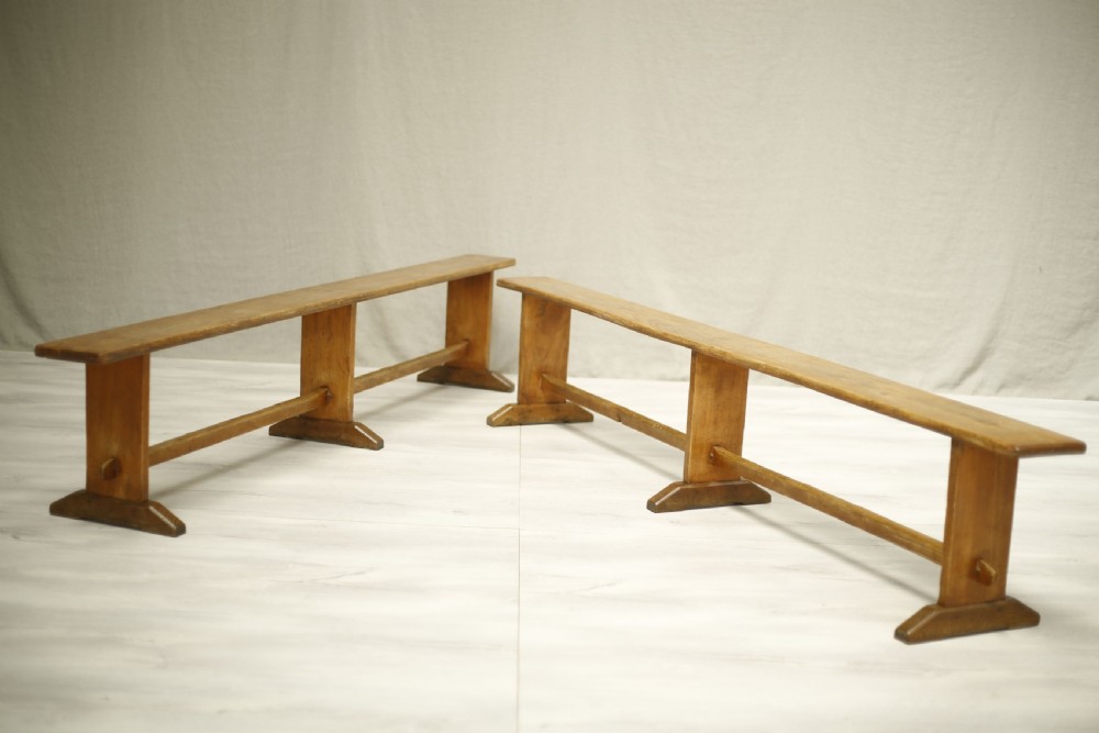 Pair of 2.5m 19th century country benches View II