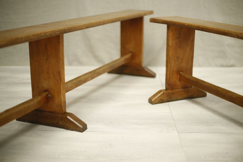 Pair of 2.5m 19th century country benches View V