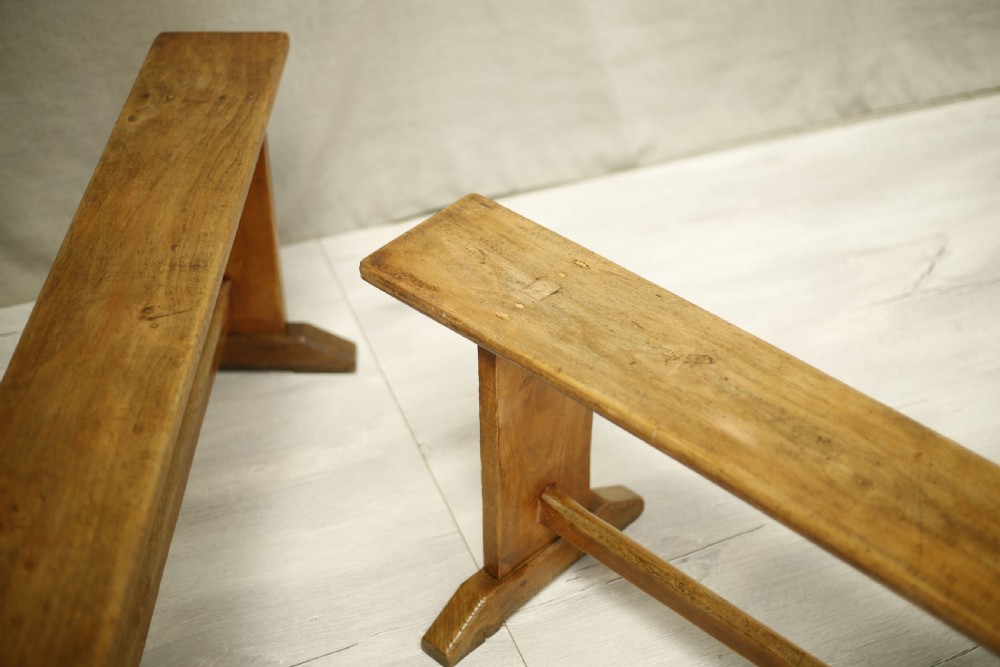 Pair of 2.5m 19th century country benches View VII