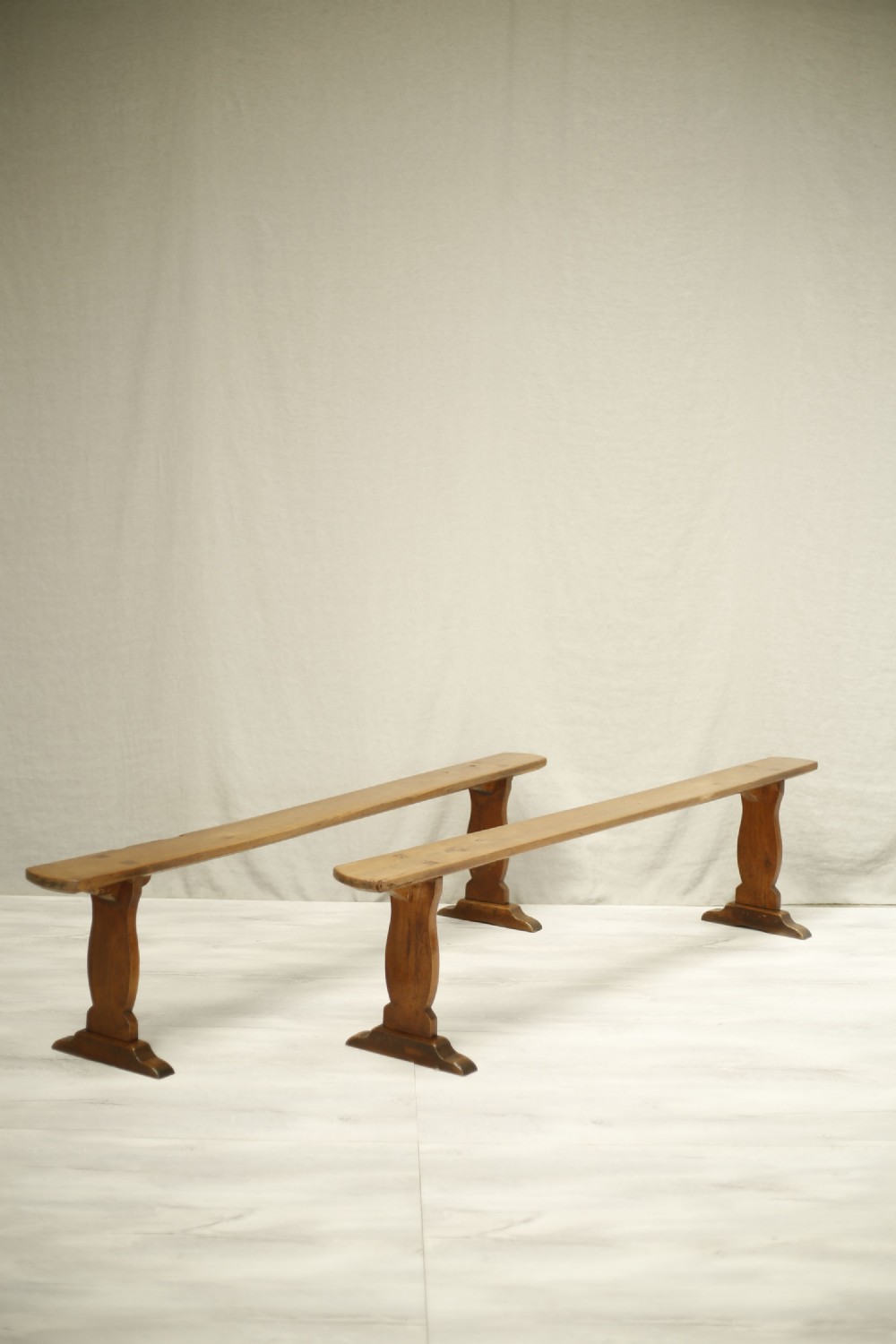 Pair of 19th century French cherrywood benches