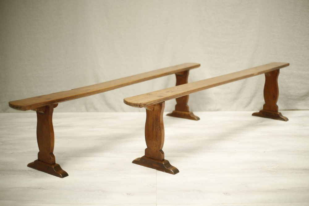 Pair of 19th century French cherrywood benches View II